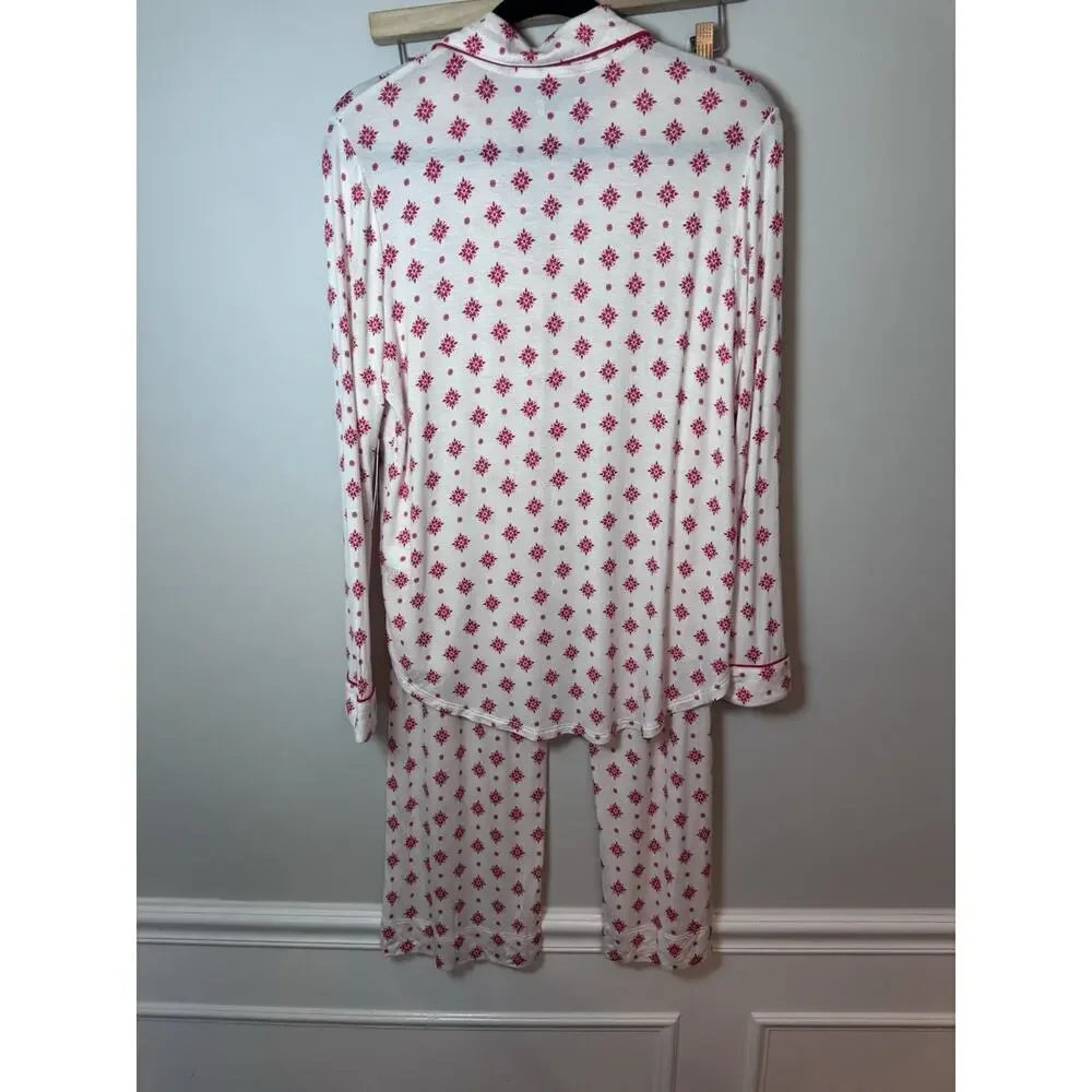 Nordstrom Ivory Stamped Snowflake 2 Piece Pajama Set Sz S NWT